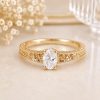 Lab Diamond Oval Celtic Engagement Ring 14k White Gold Vintage Filigree Band