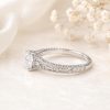 Lab Diamond Oval Celtic Engagement Ring 14k White Gold Vintage Filigree Band