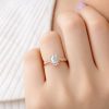 Lab Grown Oval Halo Floral Diamond Engagement Ring, 14K Gold Nature Inspired