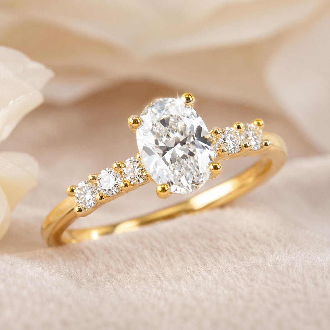 Oval Lab Grown Diamond Engagement Ring 1.25 CT in 14K/18K Gold | Minimalist Bridal Solitaire Diamond Ring