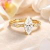 1.50 CT Marquise Lab Grown Diamond Engagement Ring 14K Gold | Nature Inspired Floral Ring