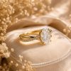 2 CT Lab Grown Oval Diamond Pave Engagement Ring, 14K Gold Solitaire Ring