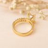 3.5 CT Emerald Cut Lab Grown Diamond Engagement Ring in 14K/18K Gold | Half Eternity Diamond Band