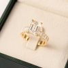 3.5 CT Emerald Cut Lab Grown Diamond Engagement Ring in 14K/18K Gold | Half Eternity Diamond Band