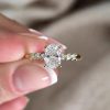 Oval Lab Grown Diamond Engagement Ring 1.25 CT in 14K/18K Gold | Minimalist Bridal Solitaire Diamond Ring