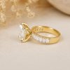 3.5 CT Emerald Cut Lab Grown Diamond Engagement Ring in 14K/18K Gold | Half Eternity Diamond Band