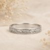 Rustic Gold Leaf Vine 3mm Wedding Band – Botanical Elvish Nature Ring for Her Women