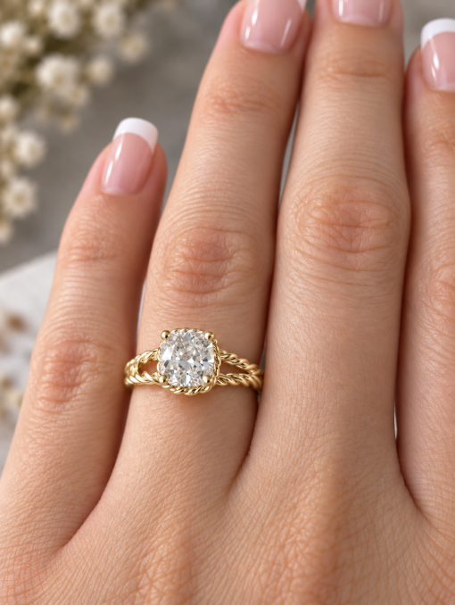 2 Carat Cushion Lab Grown Diamond Engagement Ring