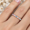 Alternating Opal Eternity Band, White And Blue Opal Rainbow Ring