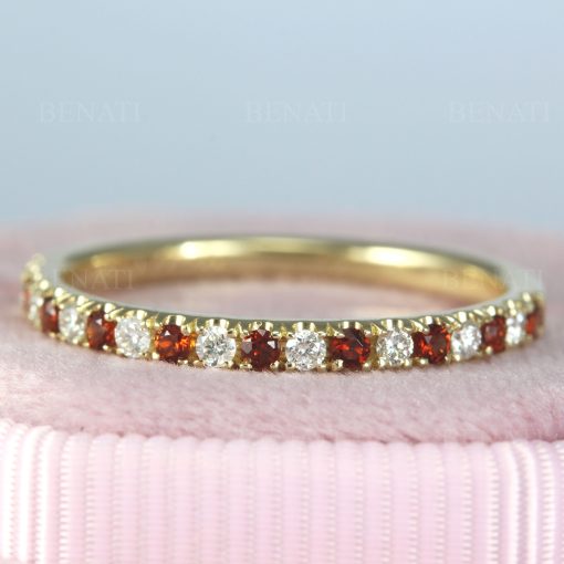 Garnet and Diamond Eternity Band