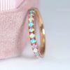 Alternating Opal Eternity Band, White And Blue Opal Rainbow Ring