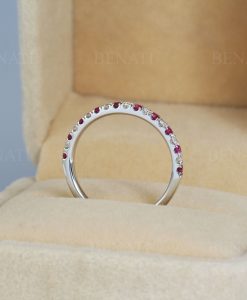Ruby Diamond Eternity Band 14k Gold Anniversary Ring - Image 5