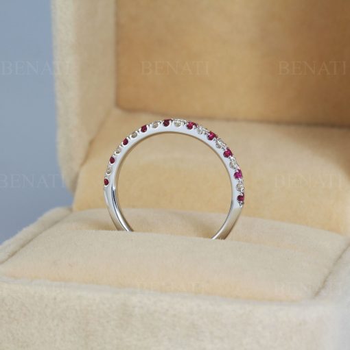 Ruby Diamond Eternity Band 14k Gold Anniversary Ring