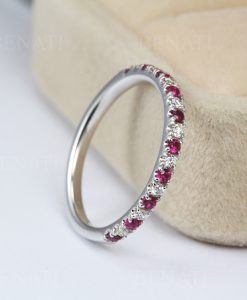 Ruby Diamond Eternity Band 14k Gold Anniversary Ring - Image 3