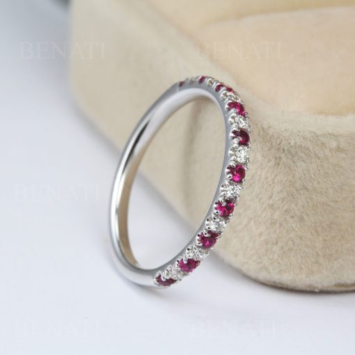 Ruby Diamond Eternity Band 14k Gold Anniversary Ring