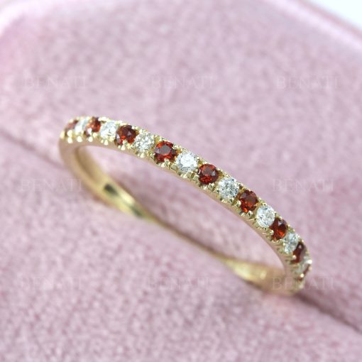 Garnet and Diamond Eternity Band