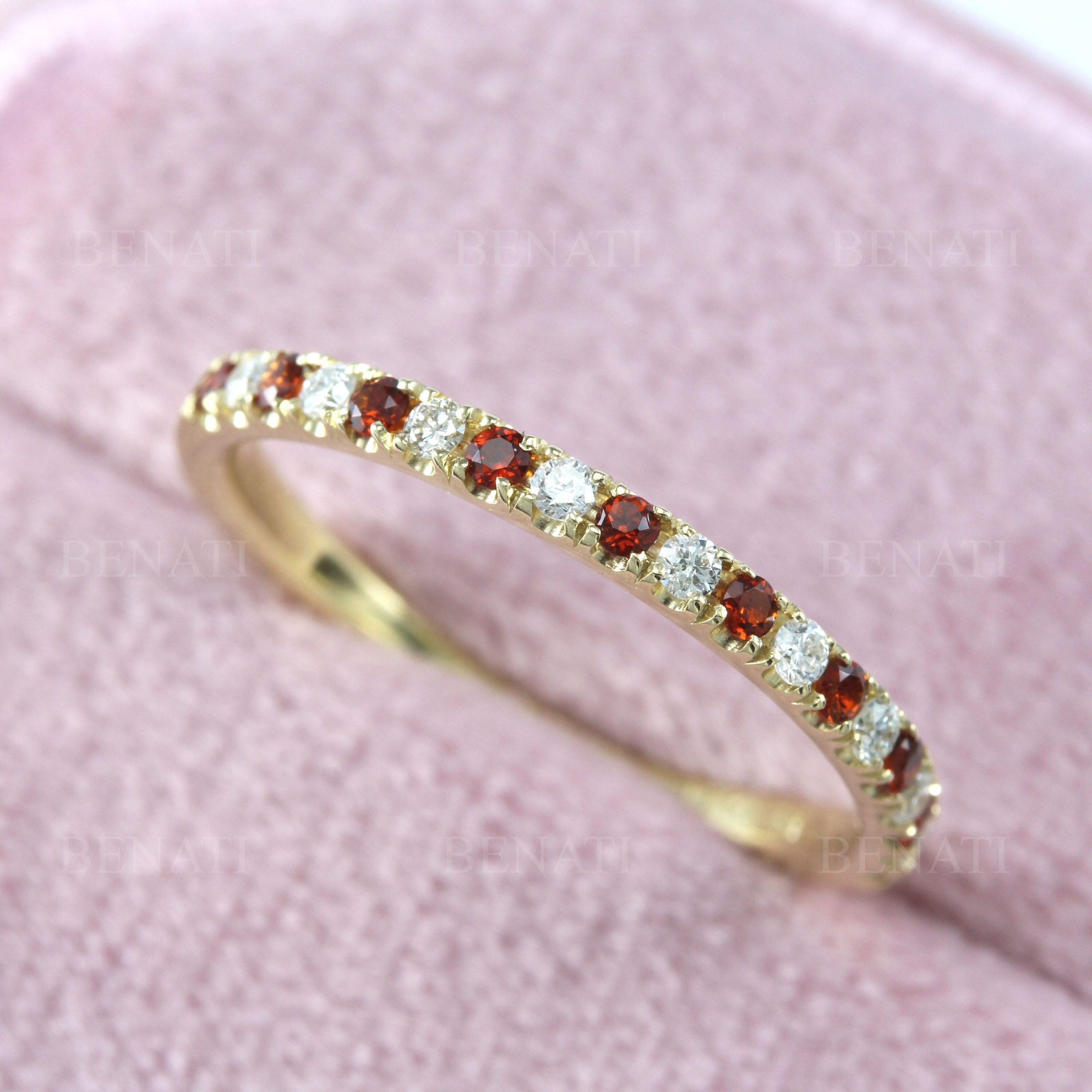 Garnet and Diamond Eternity Band