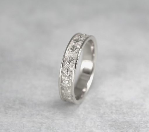 Silver Twig Wedding Band: Maple Leaf Ring, Elvish Forest Style