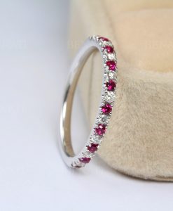 Ruby Diamond Eternity Band 14k Gold Anniversary Ring