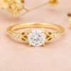 Nature Inspired Floral Leaves Lab Diamond Engagement Ring