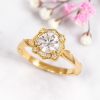 Lotus Flower Ring Round Lab Diamond