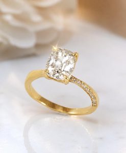 2 Carat Elongated Cushion Cut Lab Grown Diamond Engagement Ring