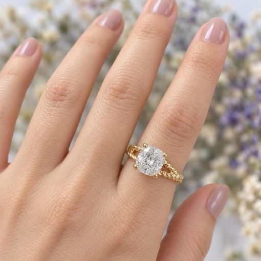 2 Carat Cushion Lab Grown Diamond Engagement Ring