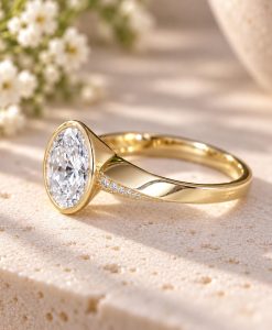 2 Carat Oval Lab Grown Diamond Mobius Engagement Ring Bezel Set - Image 7