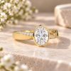 2 Carat Oval Lab Grown Diamond Mobius Engagement Ring Bezel Set